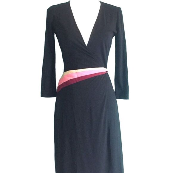 BCBGMAXAZRIA Black Wrap Dress Size Large - Picture 1 of 5